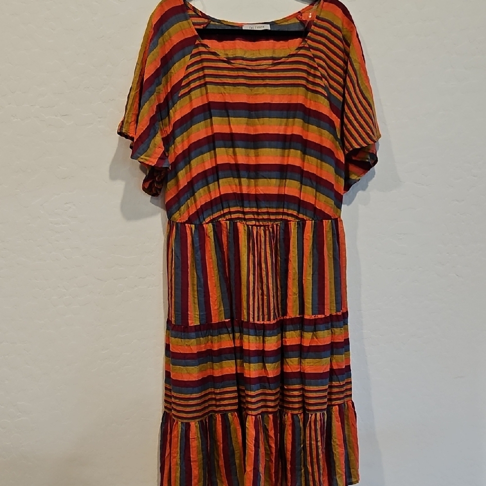 Women's Colorful Striped Midi Dress